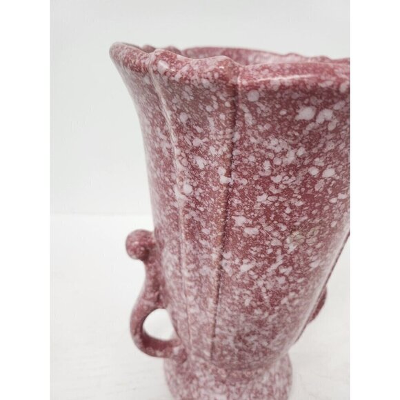 Vintage Robinson Ransbottom  USA Pottery Raspberry Red Speckled Victorian Vase - Picture 7 of 12